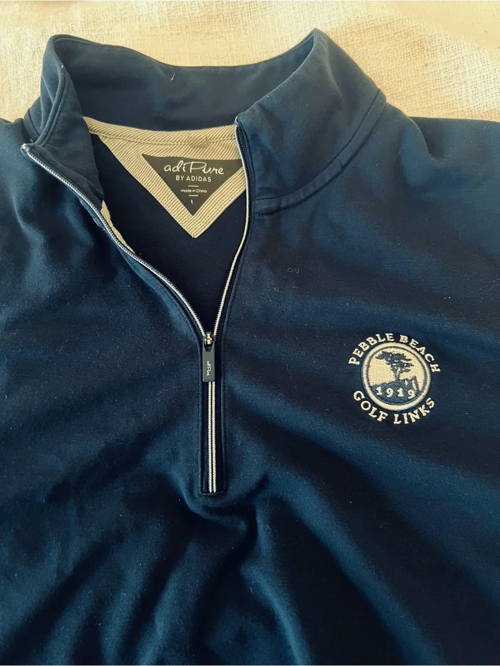 Adidas Men’s Pebble Beach Golf Links 1/4 Zip Pullover Navy Blue Sz L